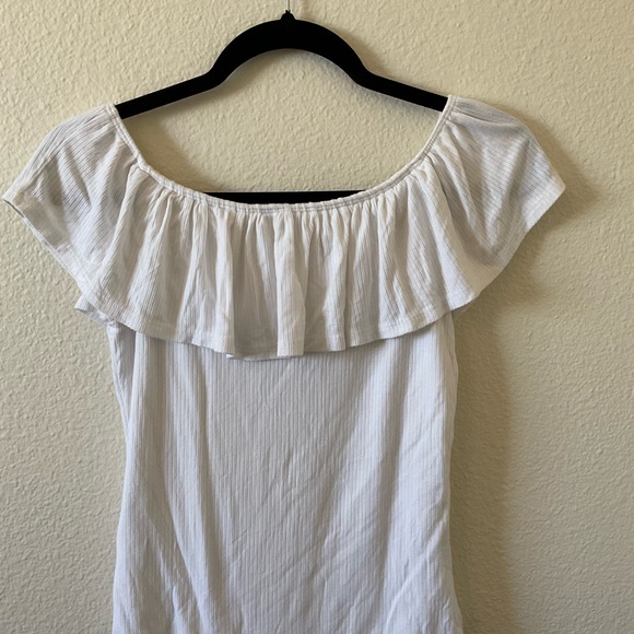 A&F Off The Shoulder Ruffle Ribbed Bodysuit, M - Picture 7 of 7